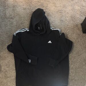 Adidas Black Hoodie with White Stripes